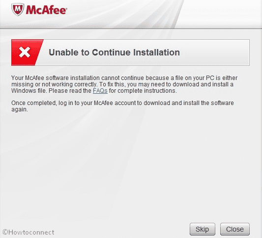How to Fix McAfee Error x5485 Unable to continue installation image 1