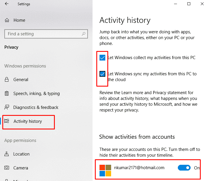 How to Fix Timeline fails to Work in Windows 10 image 3
