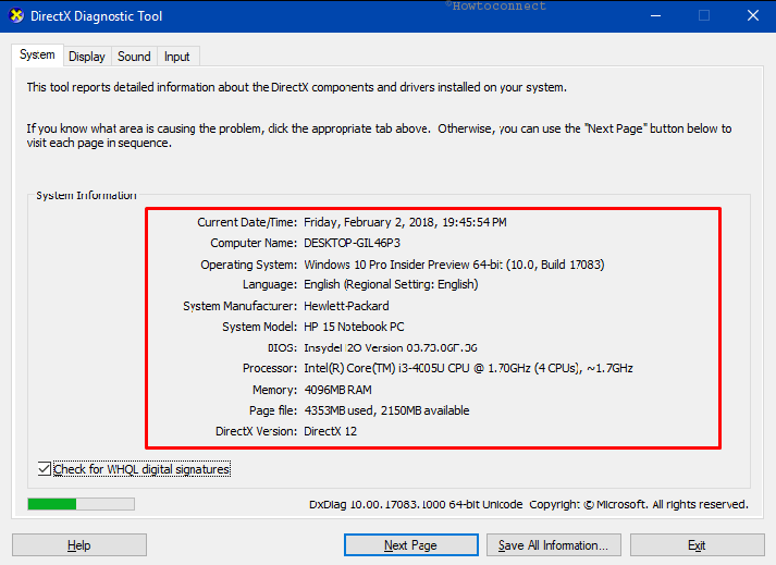 How to Get System Details by using DirectX Diagnostic Tool Pic 4