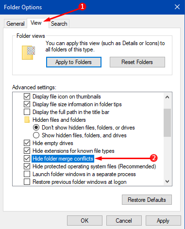 How to Hide Folder Merge Conflicts Dialog in Windows 10 Picture 3