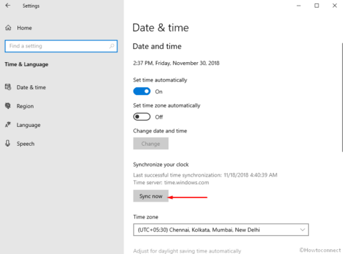 How to Manually Sync Clock with Time Server in Windows 10