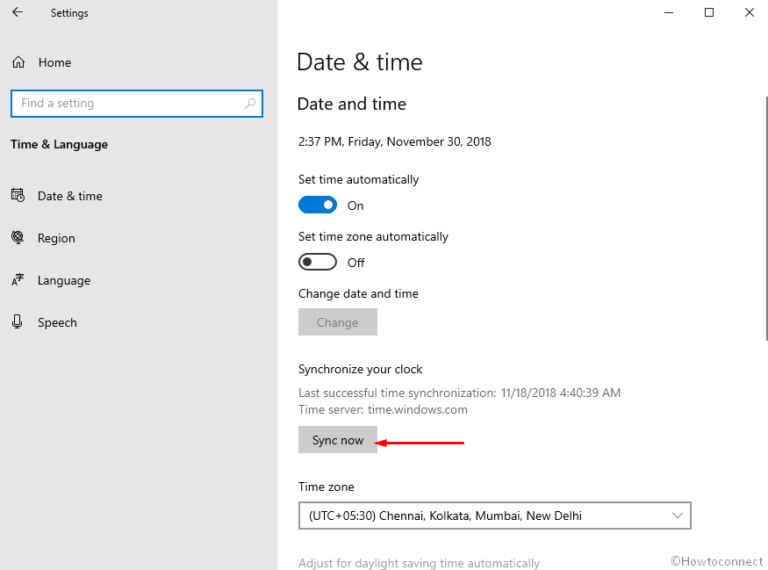 How to Manually Sync Clock with Time Server in Windows 10