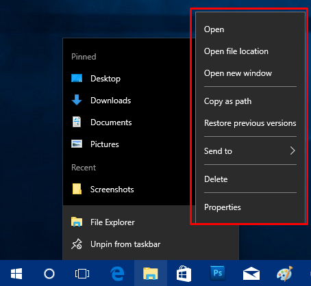 How to Open Right-Click Menu for Icons on Taskbar in Windows 10 Pic 6