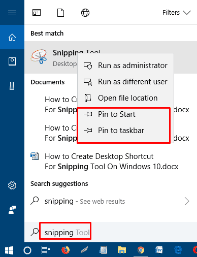 How to Pin Snipping Tool to Start and Taskbar in Windows 10 pic 4