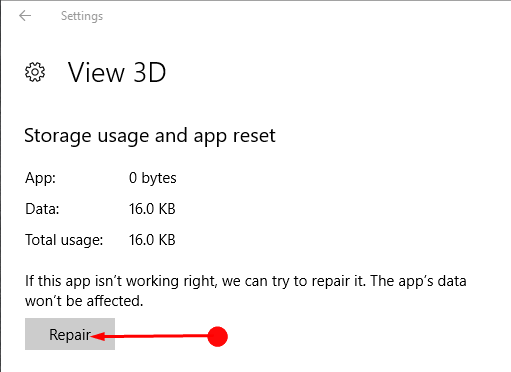 How to Repair View 3D App in Windows 10 image 4