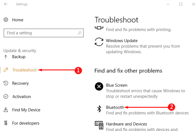 how to run bluetooth troubleshooter windows 10