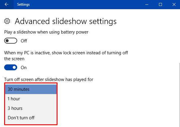 How to Set Time to Turn off Screen after Slideshow has Played in Windows 10 Pic 2