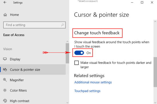 How to Show Visual Feedback Around the Touch Points in Windows 10
