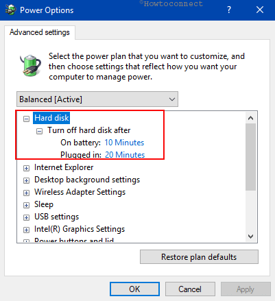 How to Turn off Hard Disk Using Advanced Settings in Power Options Pic 5