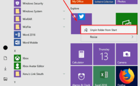 How to Unpin Folders and Groups From Start menu in Windows 10 image 1