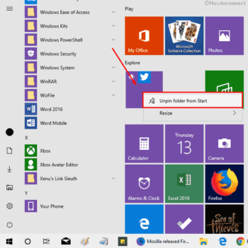 How to Unpin Folders and Groups From Start menu in Windows 10