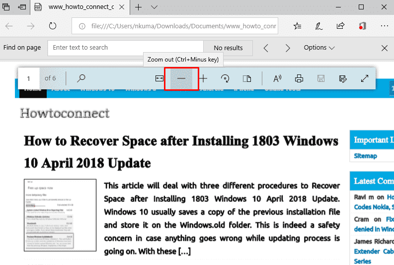 How to Zoom out PDF on Microsoft Edge