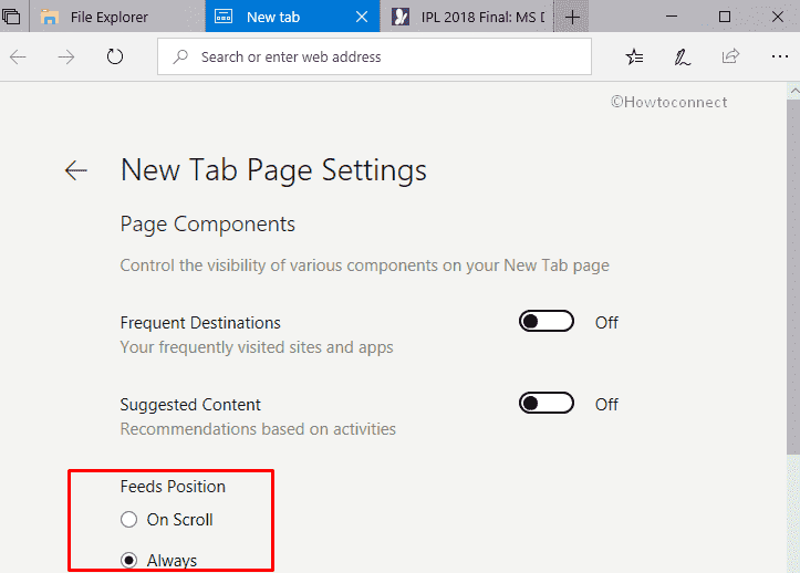 How to change Feed position in Sets New Tab page in Windows 10 image 2