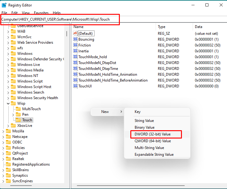 How to disable touch screen on Windows 11 using regedit registry editor