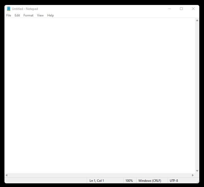 open cmd with notepad