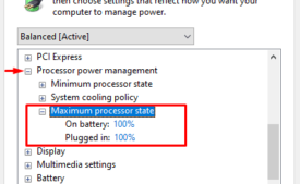 How to set Minimum and maximum processor state in Windows 10