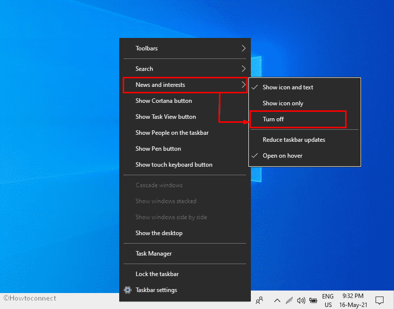 How to show or hide News and Interests on Windows 10 taskbar