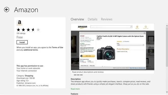 install amazon app from windows store