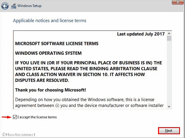 Install Windows 10 2004 - accept applicable notices and license terms