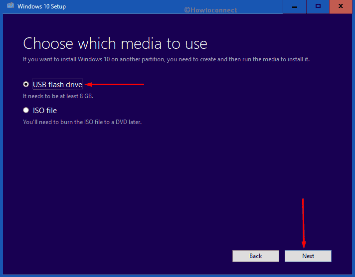 Install Windows 10 2009 - Opt for USB flash drive