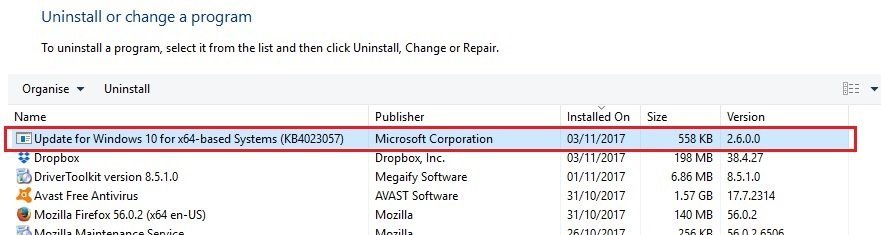 KB4023057 is Rolled Out Again to Fix 0x80070643 in Windows 10
