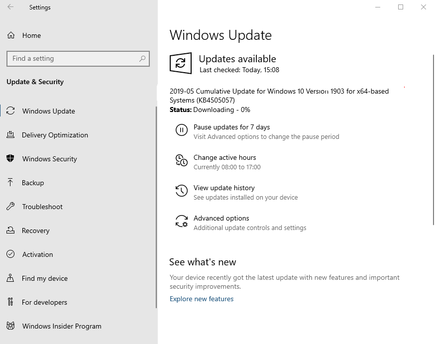 KB4498523 and KB4502374 for Windows 10 Version 1903