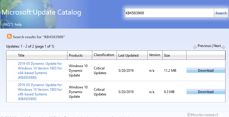 KB4499543 for Windows 10 1809 and KB4503900 1803 Dynamic Updates