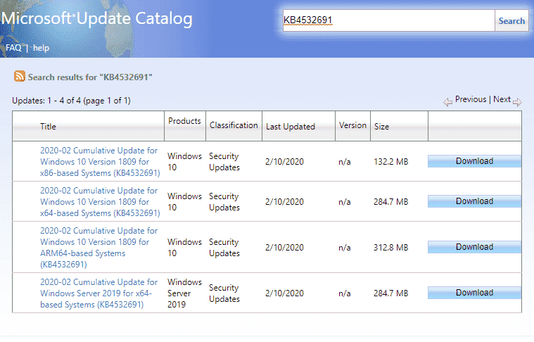 KB4532691 Update for Windows 10 1809