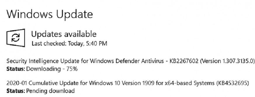 KB4532695 for Windows 10 1903 18362.628 and 1909 18363.628