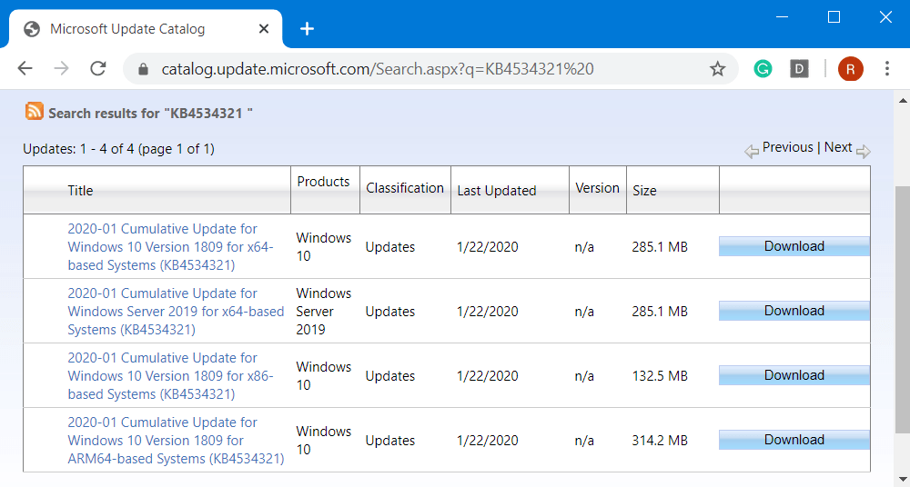 KB4534321, KB4534308, KB4534318 Update Windows 10 1809, 1803, 1709 Pic 1