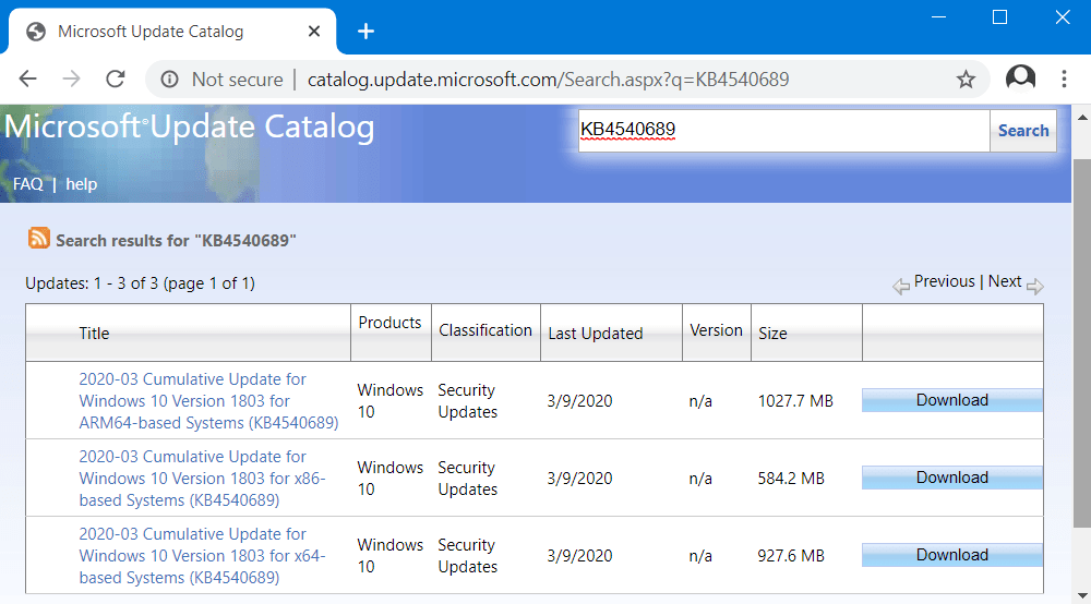 KB4540689 Windows 10 1803 17134.1365 Update Picture 1