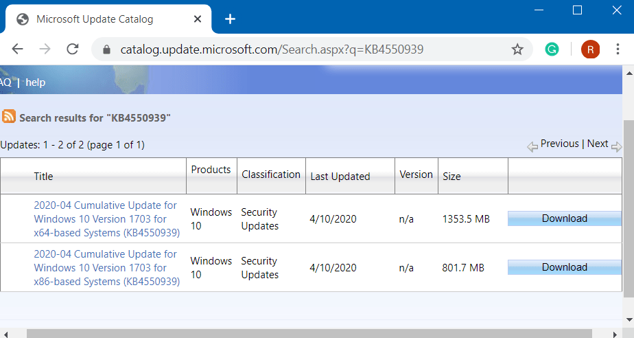 KB4550939 for Windows 10 1703 15063.2346 Image 2