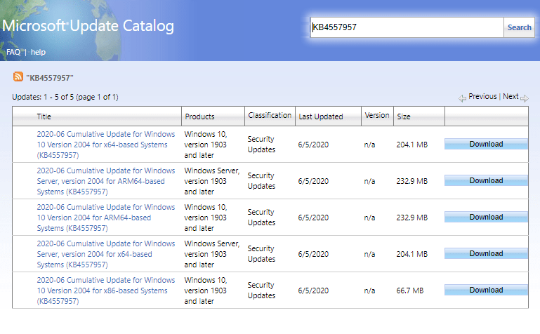 KB4557957 Windows 10 2004 19041.329 Update