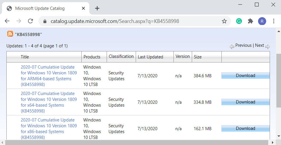 KB4558998 Windows 10 1809 17763.1339 Update
