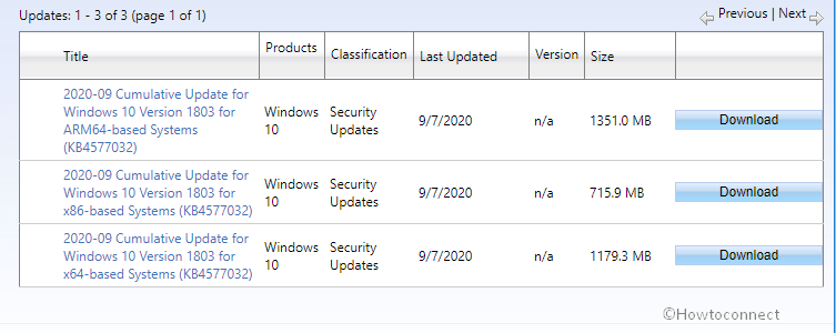KB4577032 Windows 10 Version 1803