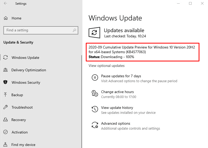 KB4577063 Windows 10 October 2020 Update Build 19042.546