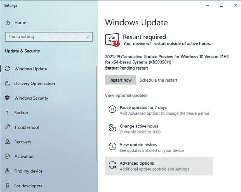 KB5005611 Windows 10 Build 19043.1263