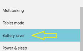 Left column of settings has Battery Saver