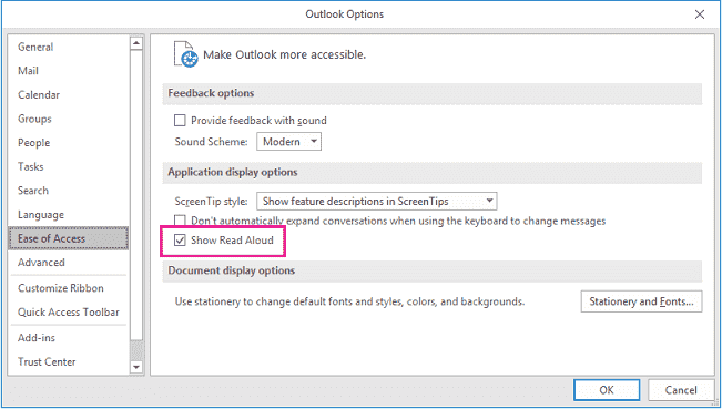 Listen to your Emails in Outlook