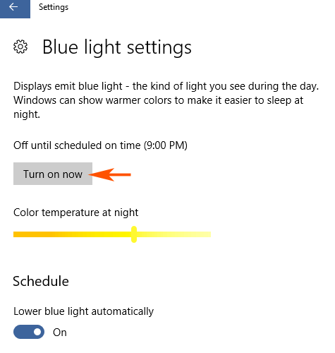 Lower Night Light on Windows 10 image 4