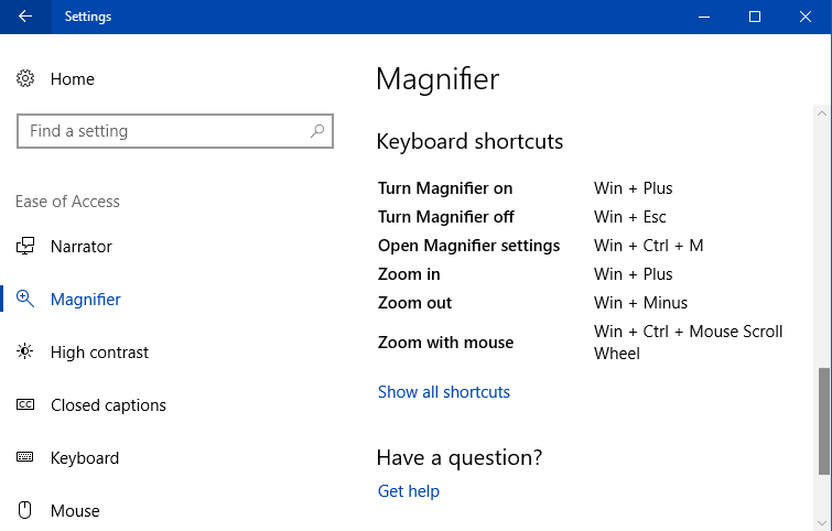 Magnifier Keyboard Shortcuts Windows 10 Photo 1