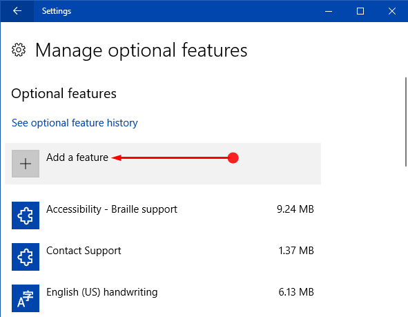 Manage Optional Features on Windows 10 Image 3