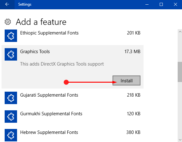 Manage Optional Features on Windows 10 Image 4