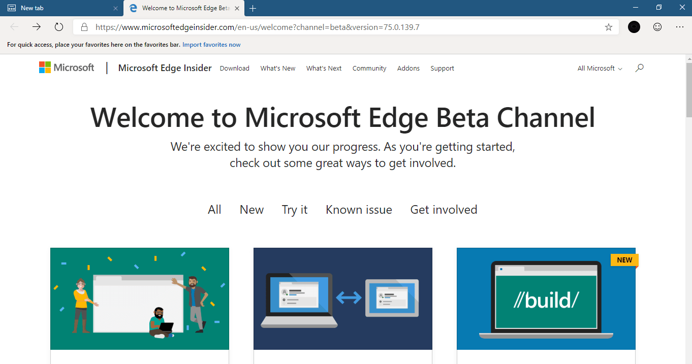 Microsoft Edge Beta Browser