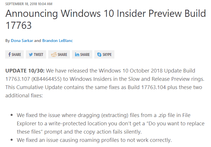 Microsoft Fixes Zip File Bug In Windows 10 October 18 Update 1809 Microsoft Fixes Zip File Bug In Windows 10 October 18 Update 1809