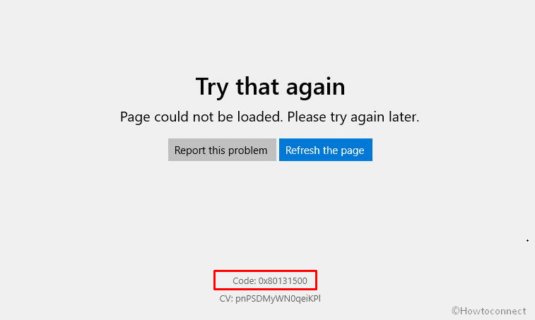 Microsoft store Page could not be loaded 0x80131500 Error