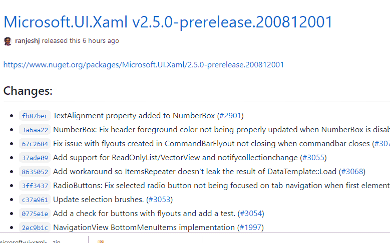 Microsoft.UI.Xaml 2.5.0-prerelease.200812001