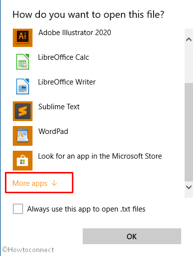 More apps with down arrow
