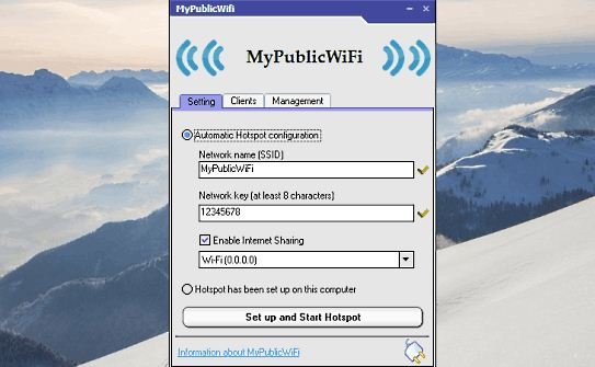 MyPublicWiFi settings MyPublicWiFi settings