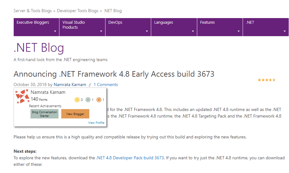 .NET Framework 4.8 Preview build 3673